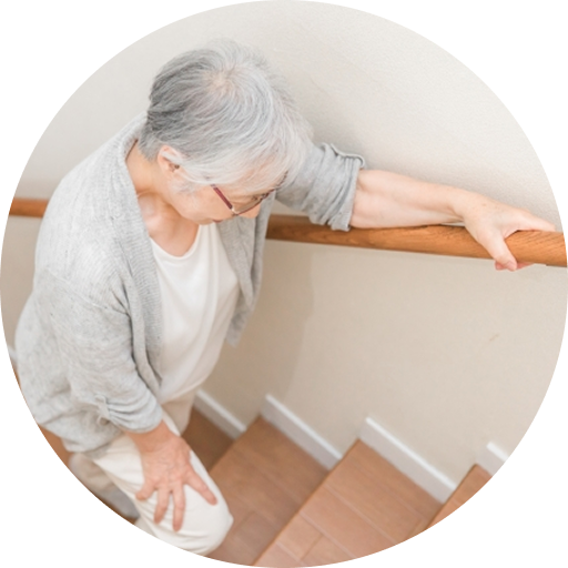 senior woman on stairs